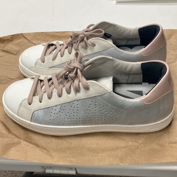 P448 White and silver shimmer with light pink P448 low top women’s sneaker - Picture 2 of 7